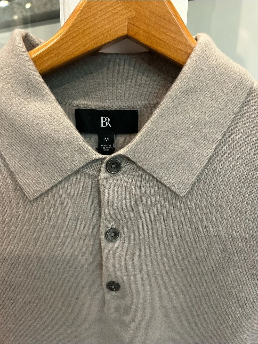 NWT Banana Republic Cashmere Silk Short-Sleeve Polo Shirt in Taupe Size M